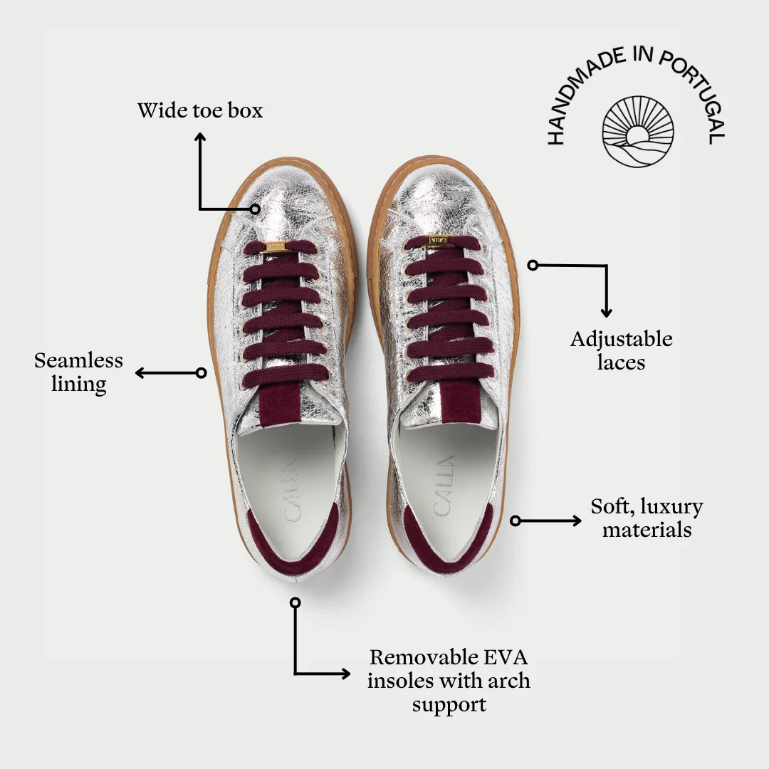 Star - Silver & Cherry Wide Fit Sneakers - Image 4