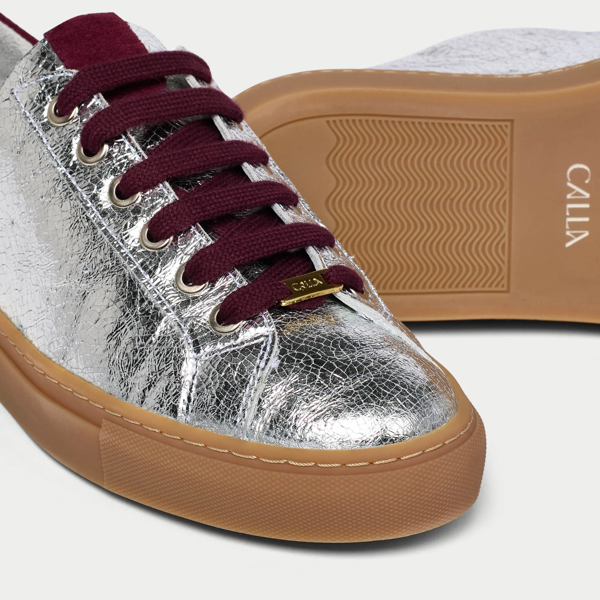Star - Silver & Cherry Wide Fit Sneakers - Image 5