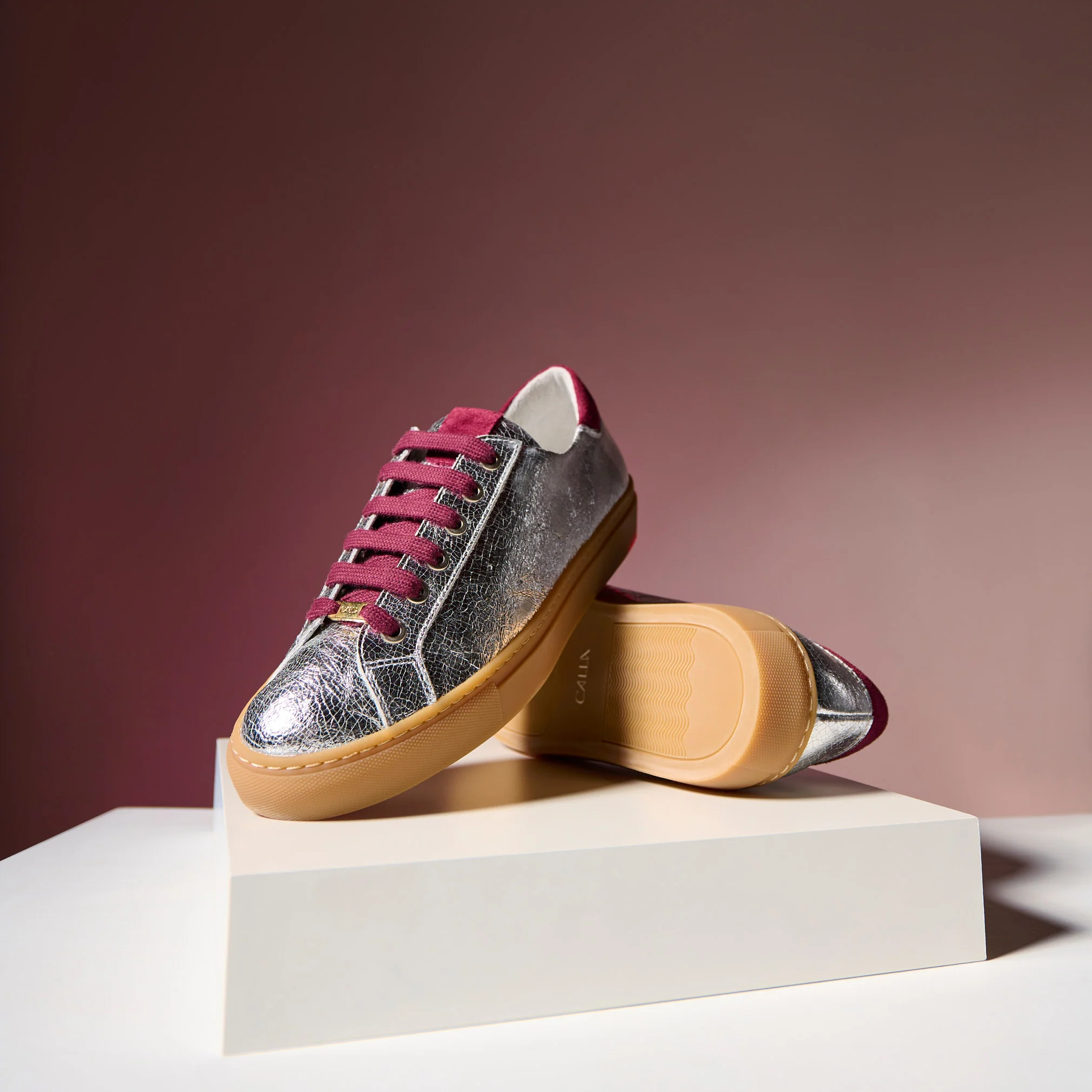 Star - Silver & Cherry Wide Fit Sneakers - Image 7