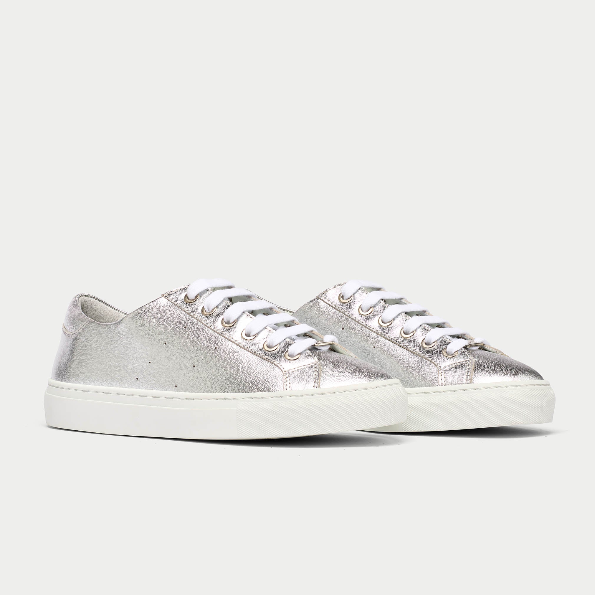 Star - Silver Metallic Leather Wide Fit Sneakers - Image 4