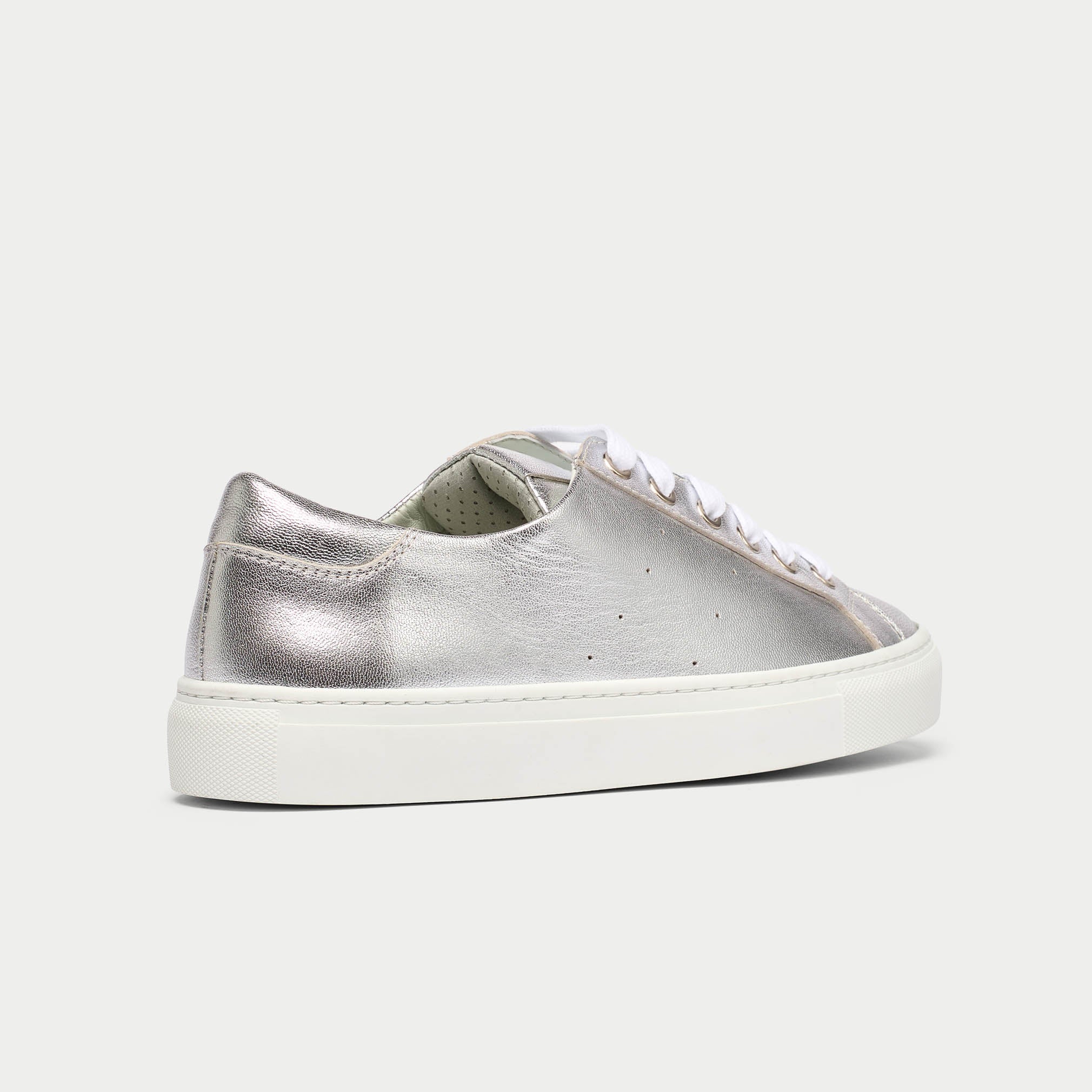 Star - Silver Metallic Leather Wide Fit Sneakers - Image 5
