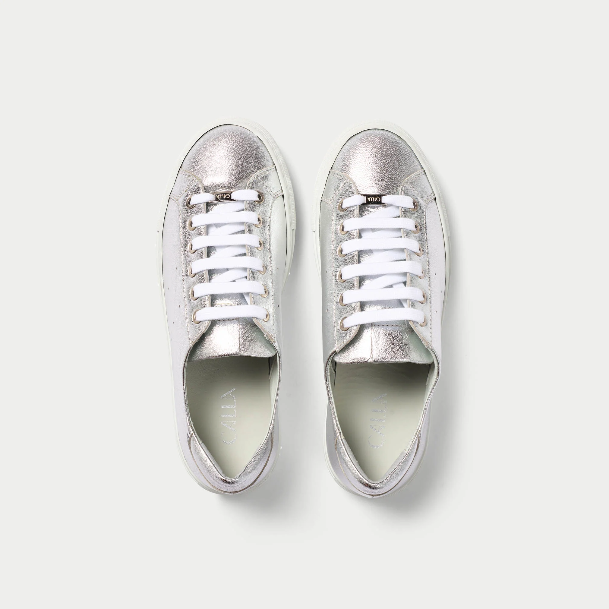 Star - Silver Metallic Leather Wide Fit Sneakers - Image 7