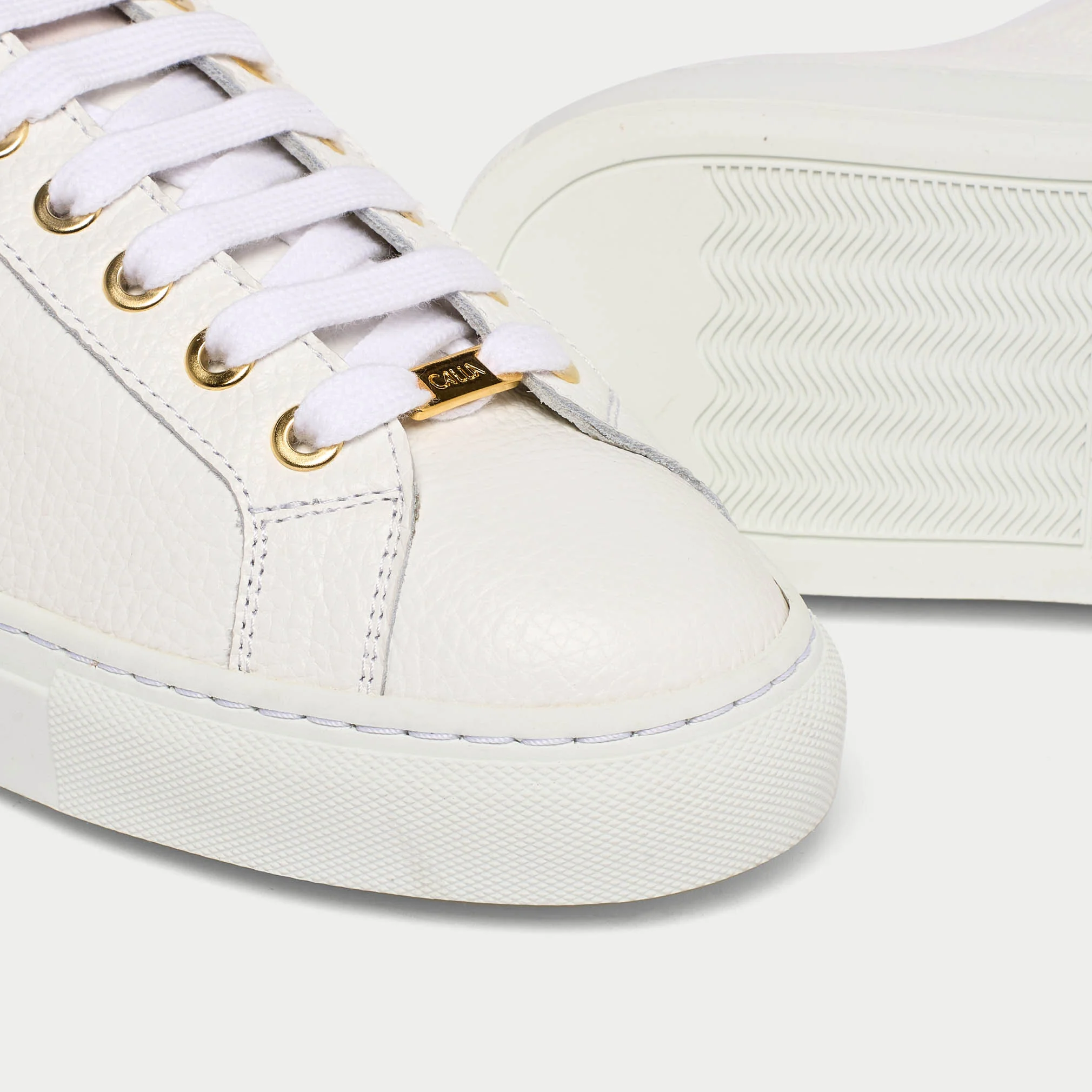 Star - White Grain Leather Wide Fit Sneakers - Image 4