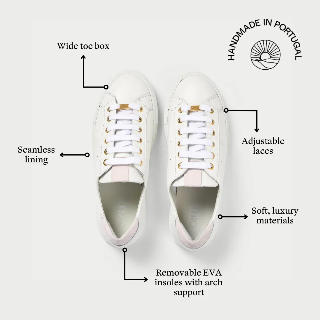 Star - White Grain Leather Wide Fit Sneakers - Image 5
