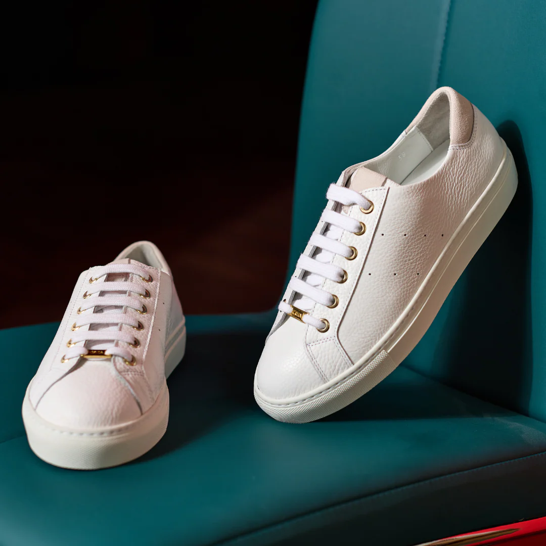 Star - White Grain Leather Wide Fit Sneakers - Image 6